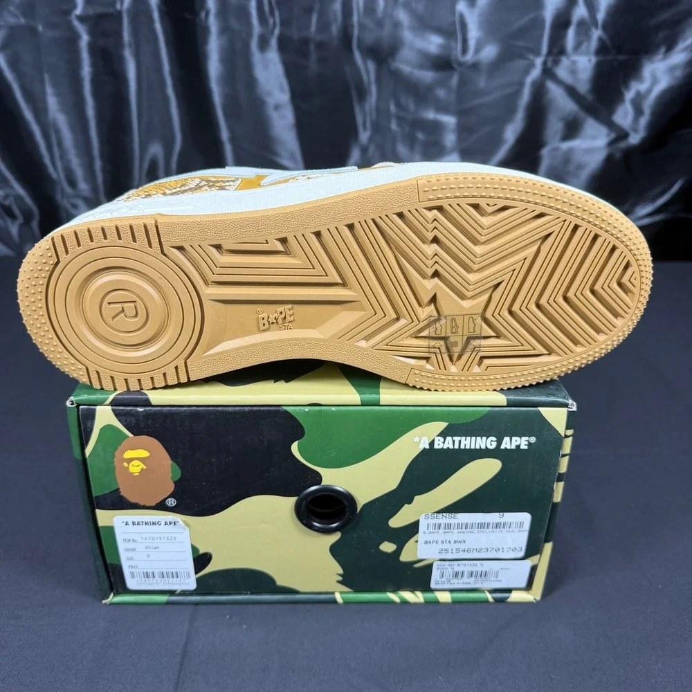 A Bathing Ape Bape Sta Brown Snakeskin SSENSE Exclusive Sneakers 1K70191329 Sz 9